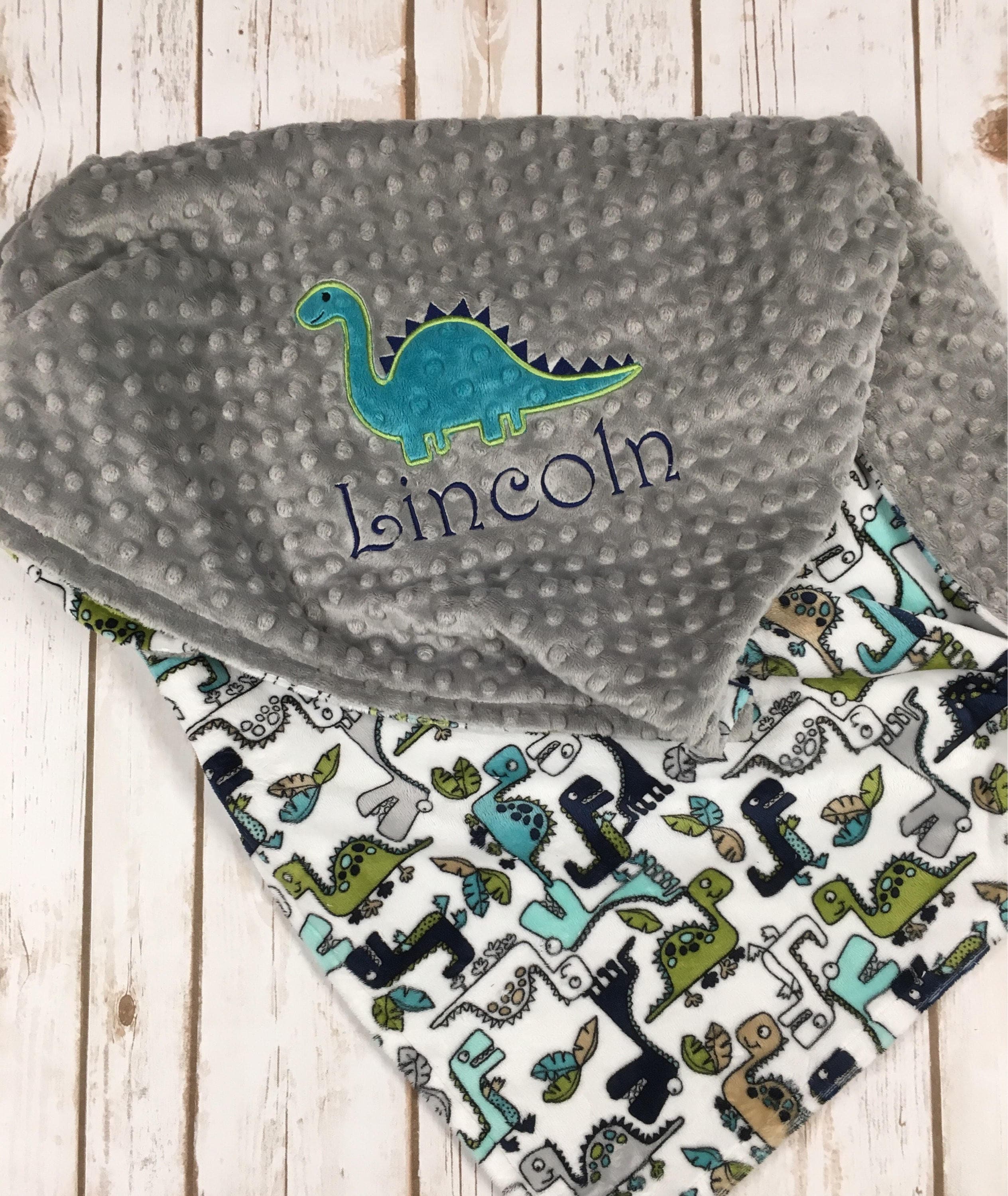 Dinosaur Minky Baby Blanket Dinosaur Baby Blanket Grey Etsy