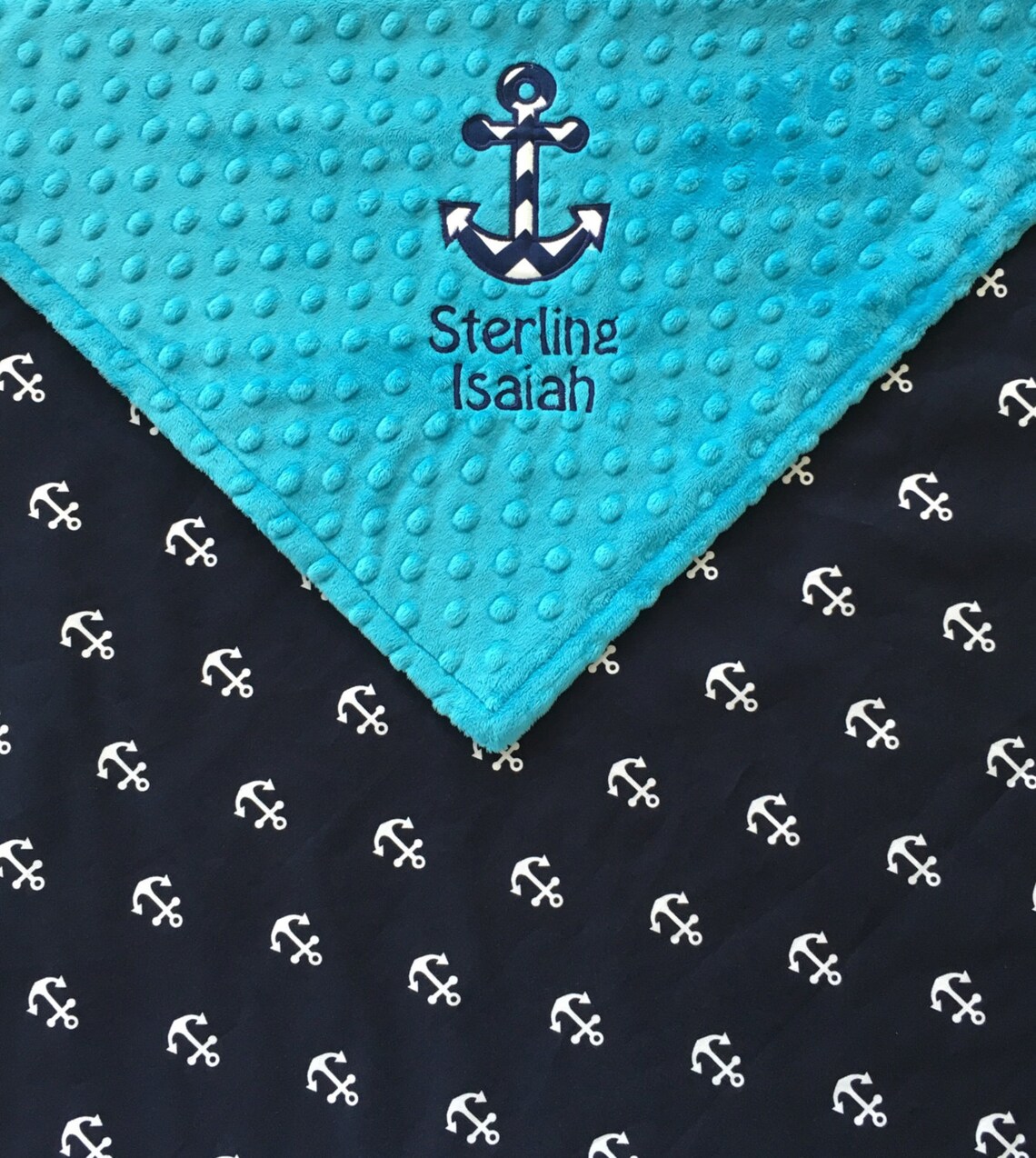 Anchor Baby Blanket Nautical Anchor Blanket Turquoise Etsy
