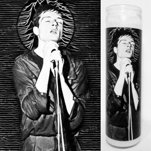 Saint Ian Curtis Prayer Candle, glass jar votive, Ian of the Dead Souls