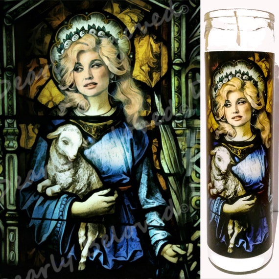 Saint Dolly Parton 8 glass jar votive candle Our Lady Etsy