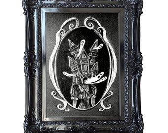 Haunted Head, Illustration, Various sizes, Acid free paper, Gothic, Spooky, victorian