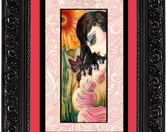 Caterpillar Girl Art, song inspired Art Print, Gothic Pop-Surreal, Spring, Acid Free, various sizes, The Cure