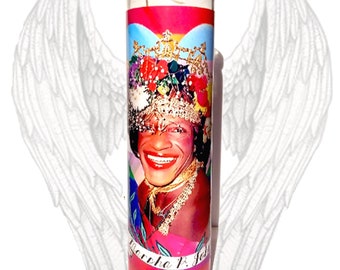 Saint Marsha P. Johnson, prayer candle, Patron Saint of Pay No Mind, transgender rights, LGBTQI