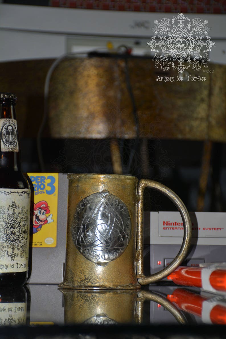 Beer triquetra triskel tankard Mug stein,,triskel,celtic,mug,beer, beverage, vicking,larp,rune,drink,wrought iron, stein,triquetra image 4