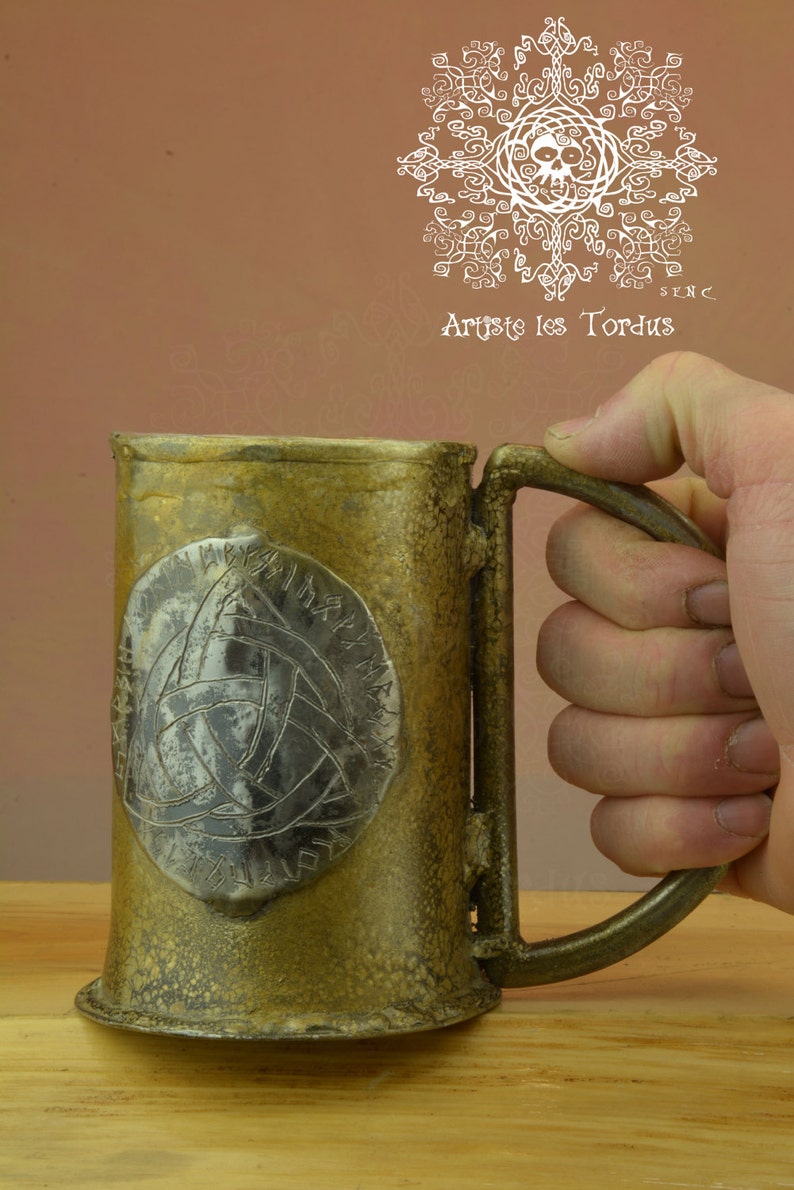 Beer triquetra triskel tankard Mug stein,,triskel,celtic,mug,beer, beverage, vicking,larp,rune,drink,wrought iron, stein,triquetra image 5