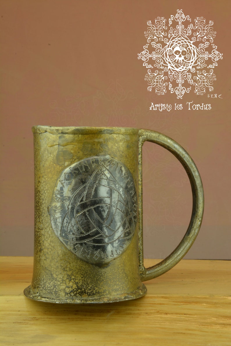 Beer triquetra triskel tankard Mug stein,,triskel,celtic,mug,beer, beverage, vicking,larp,rune,drink,wrought iron, stein,triquetra image 6