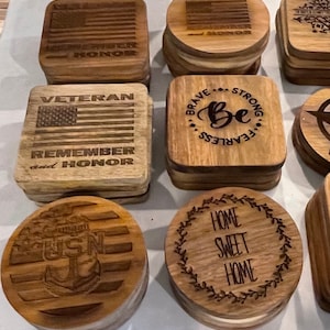 Handmade Wood Coaster Set | Drink Coasters | Coffee Coasters | Rustic Coaster Set | Cabin Gift | Valentines Gift | gift for dad| engraved