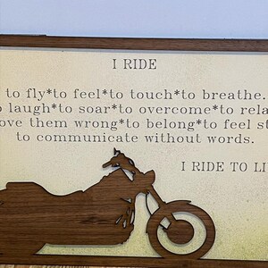 Placa de motociclista “I Ride”