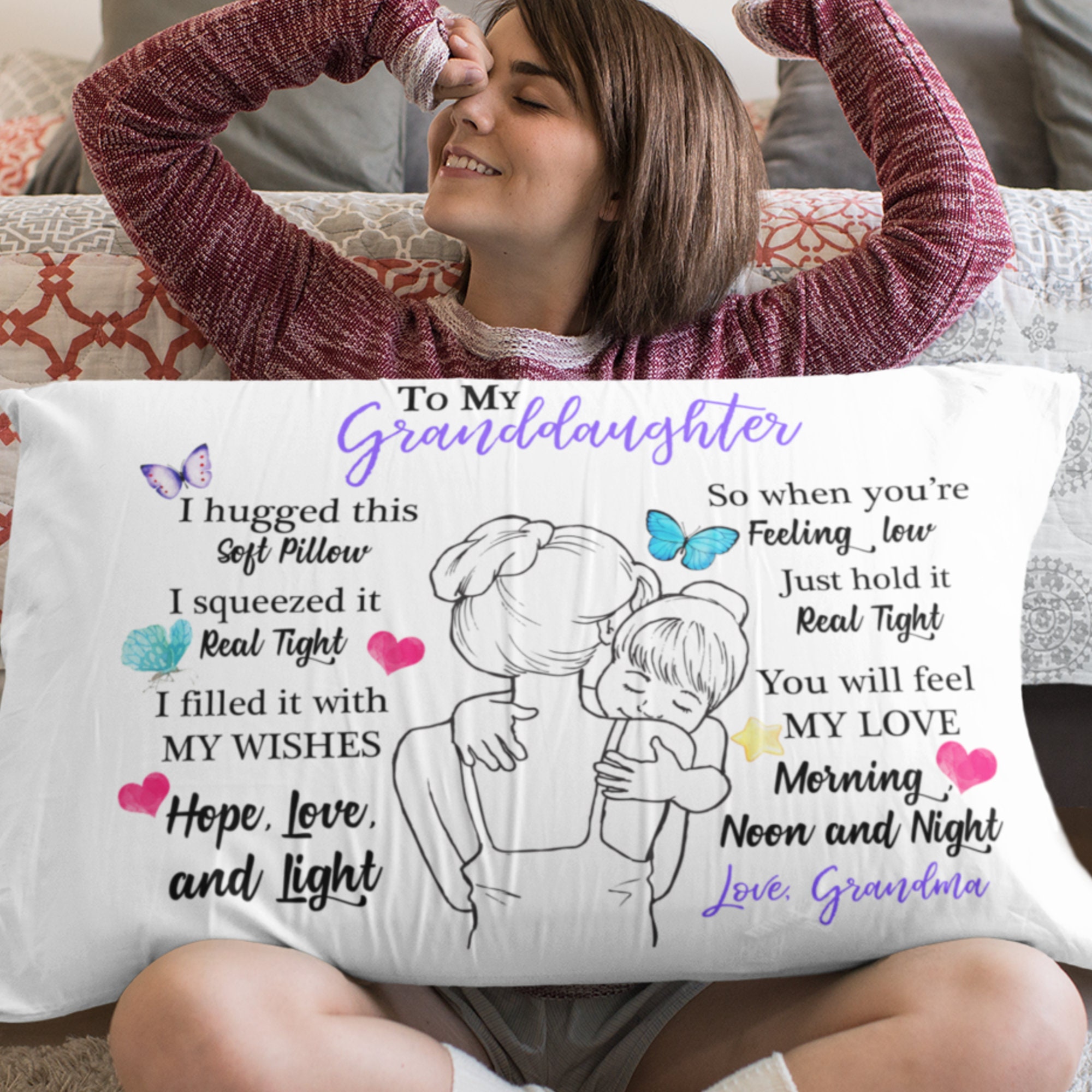 Gift for Granddaughter Pillow Case From Grandmother Birthday Etsy