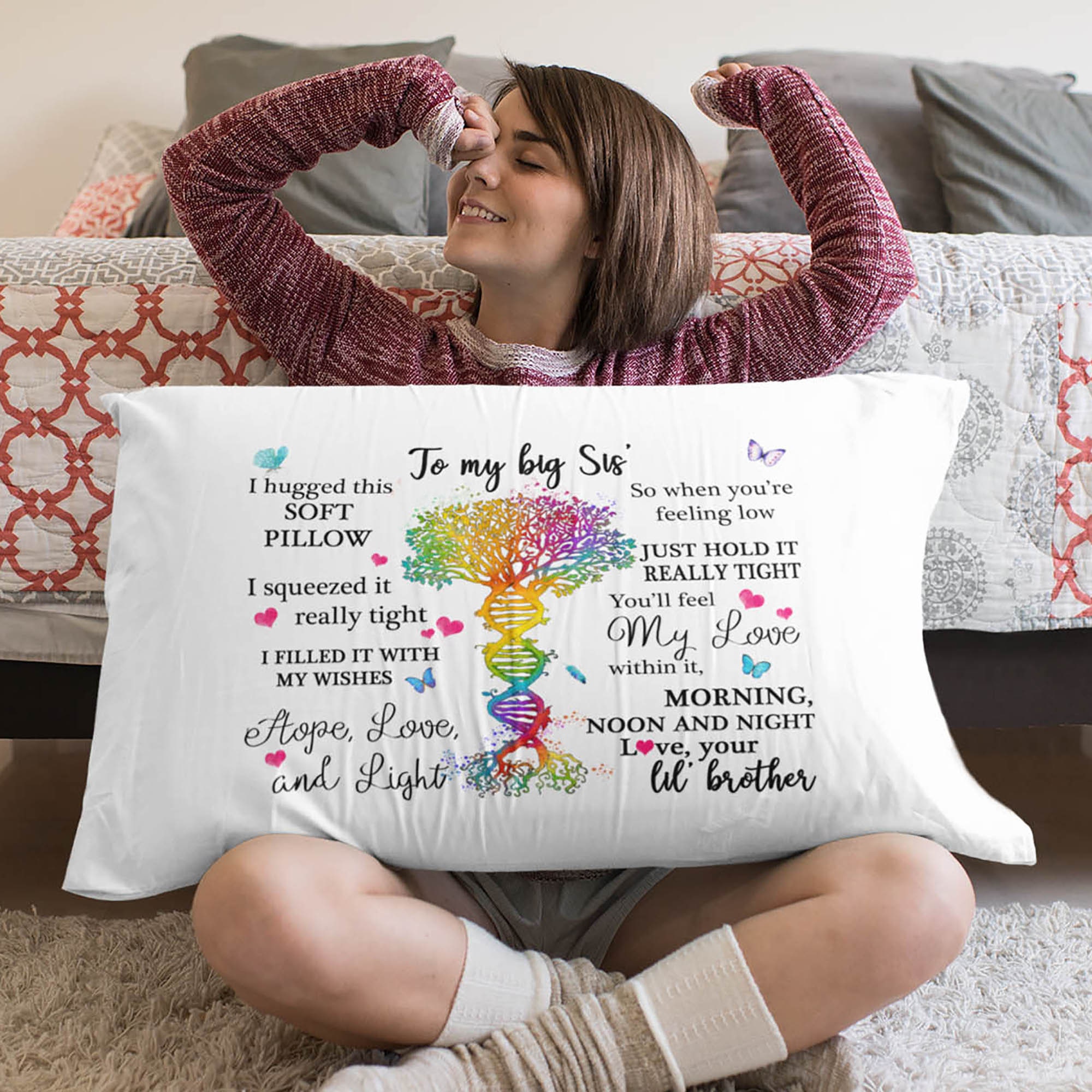 Big Sister Pillowcase Gift From Brother Sibling Pillow Cover Etsy