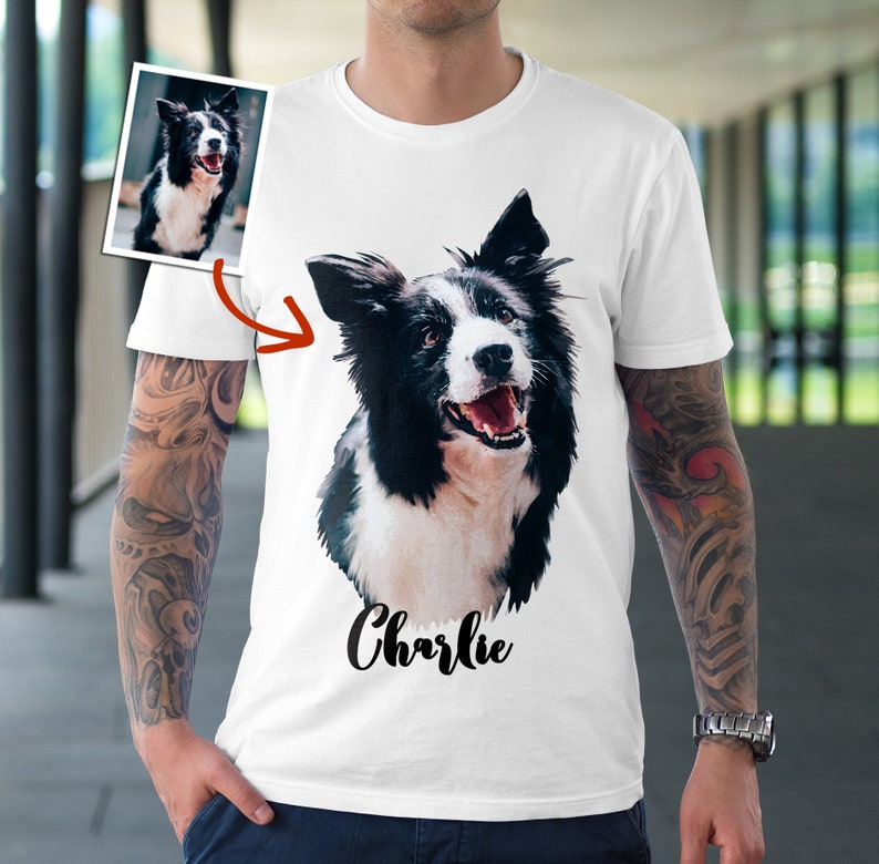 Custom Art Pet Portrait Shirt Personalized Gift Photo Clothing Etsy