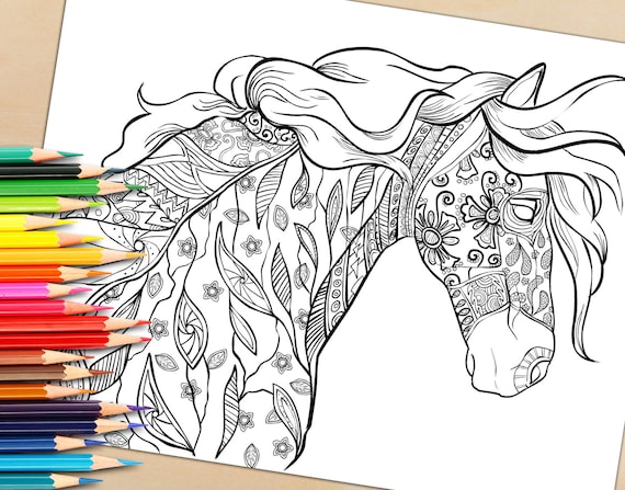 Download Adult Animals Coloring Page From Coloring Book For Adults Etsy