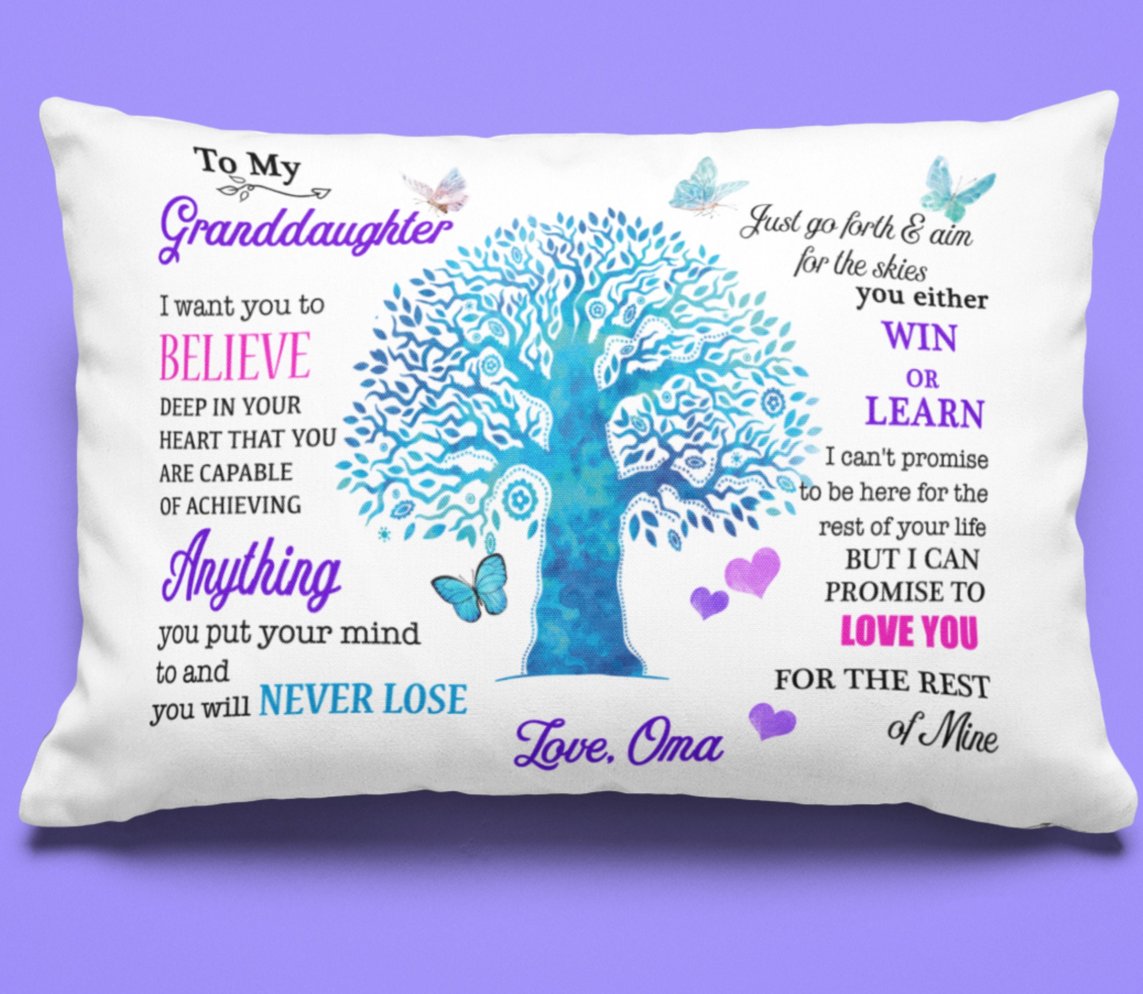 Gift for My Granddaughter Tree Pillowcase Gift From Oma Etsy
