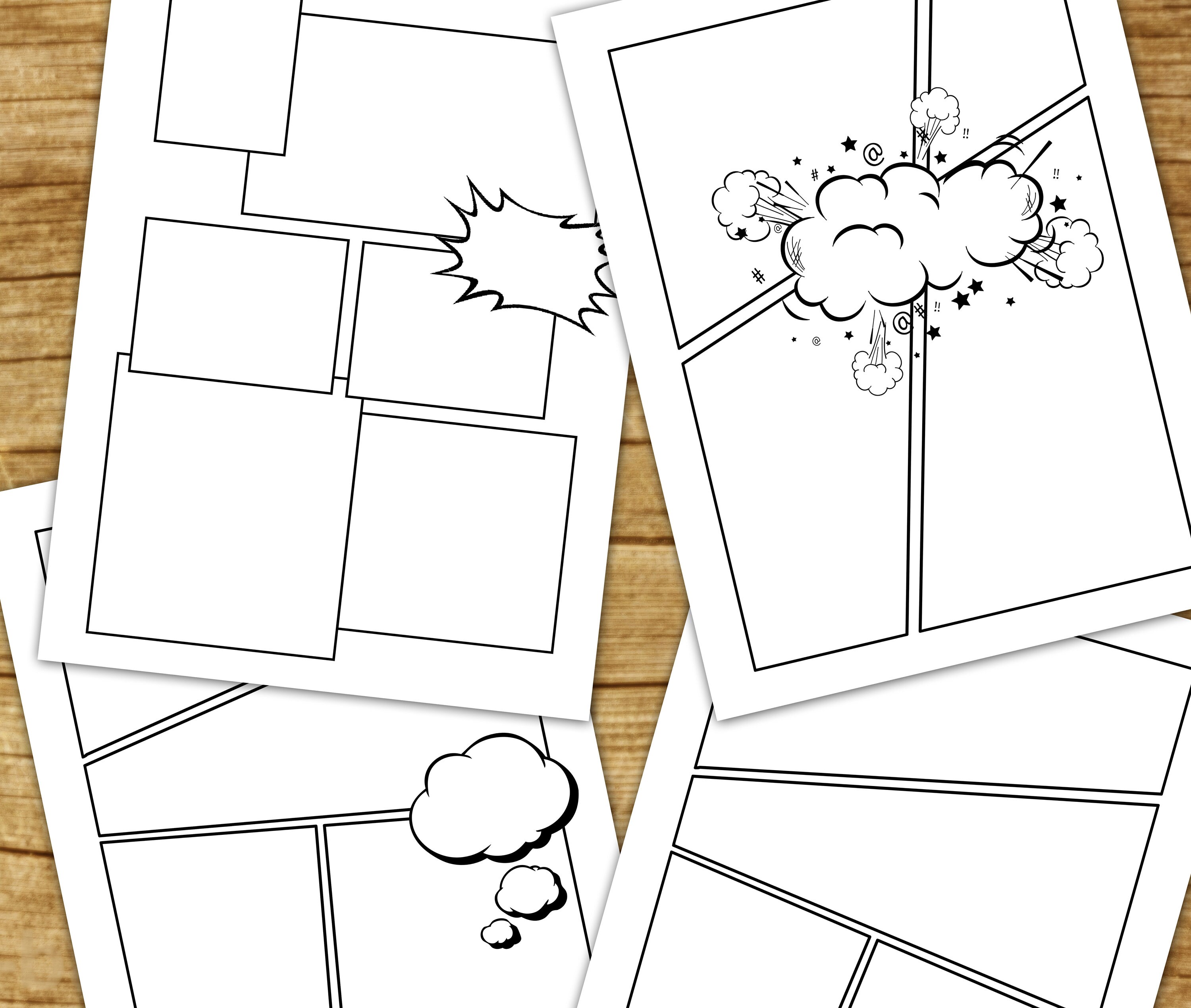 Comic Book Strip templates superhero cartoon Blank Digital | Etsy
