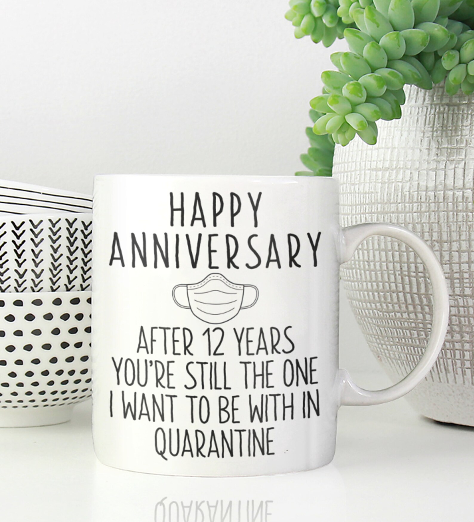 Happy 12th Anniversary Mug Quarantine Couple Spouse for Him Etsy