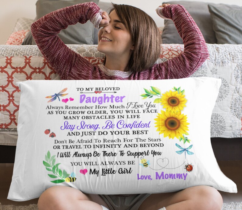 To My Daughter Pillowcase Gift From Mom Mommy Mother Birthday Etsy