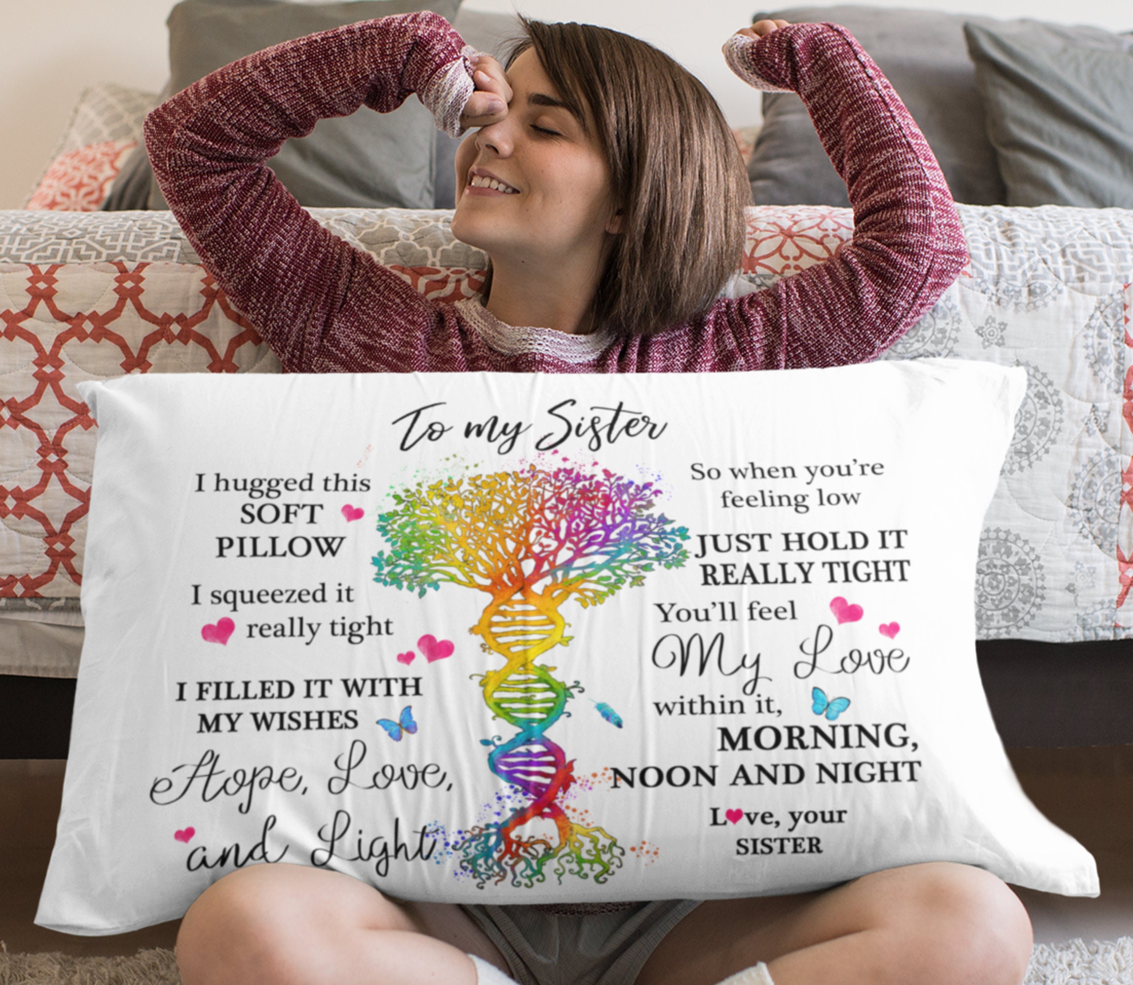 Sister Pillowcase Gift From Best Friend Sibling Pillow Cover Etsy