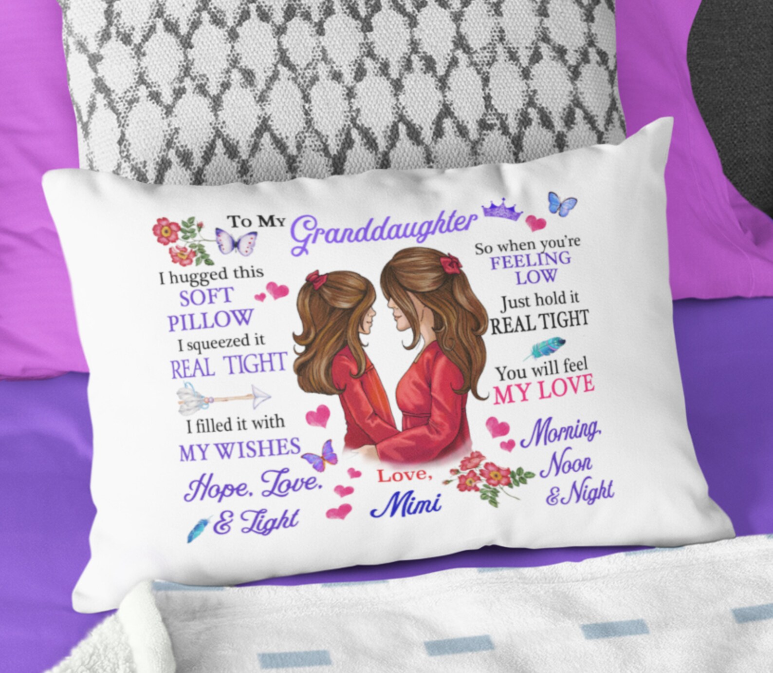 To My Granddaughter Pillowcase Gift From Mimi Pillow Case Etsy