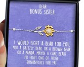 Bonus Sister Gift, Step-sister Bracelet Jewelry Box Message Gift Sister-in-law 925 Silver 14k Gold Inspirational Encouragement Message Card