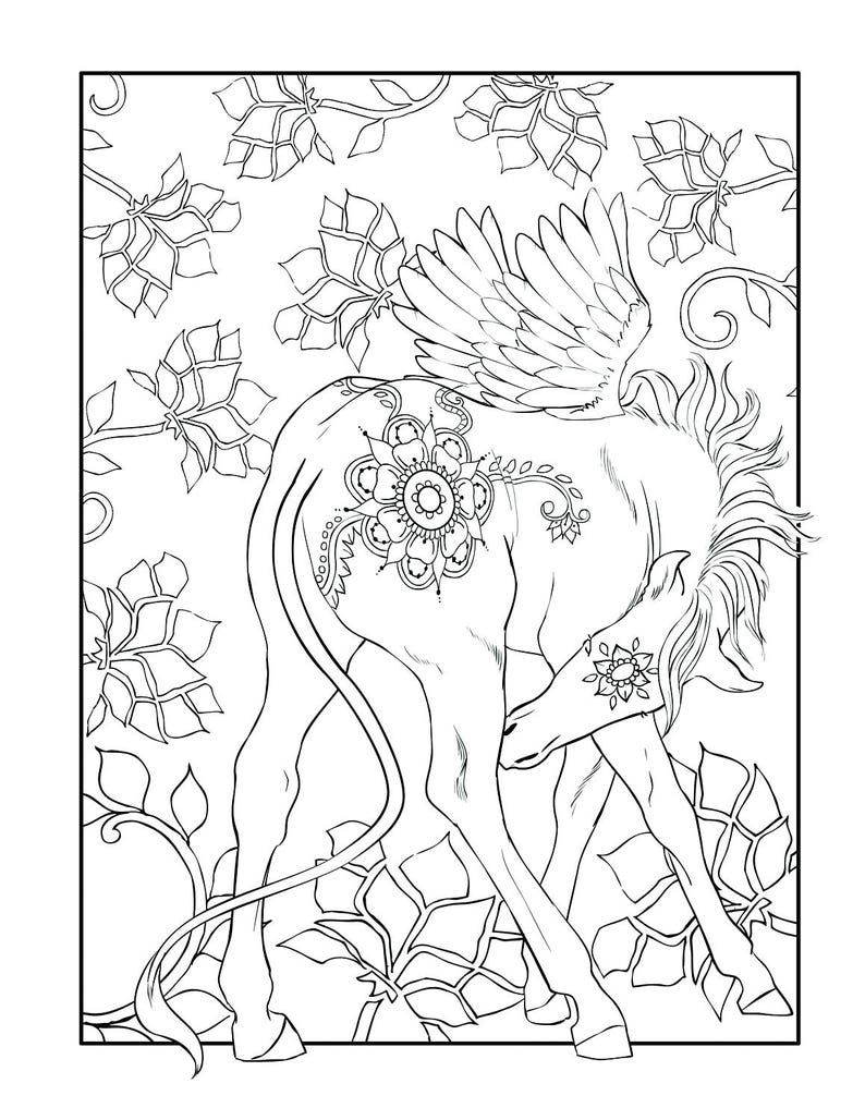 Download Fantasy Adult Coloring Book Mythical Animals Coloring Pages Etsy