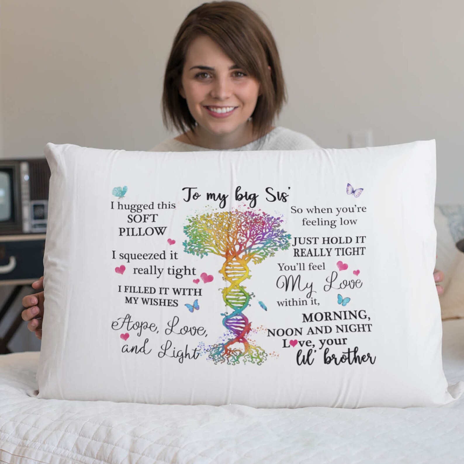 Big Sister Pillowcase Gift From Brother Sibling Pillow Cover Etsy