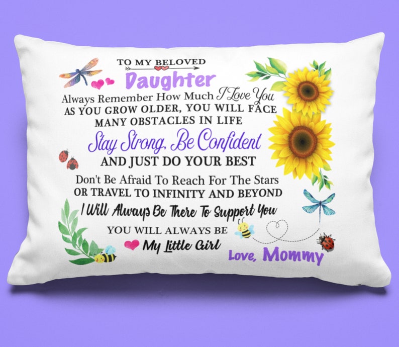 To My Daughter Pillowcase Gift From Mom Mommy Mother Birthday Etsy