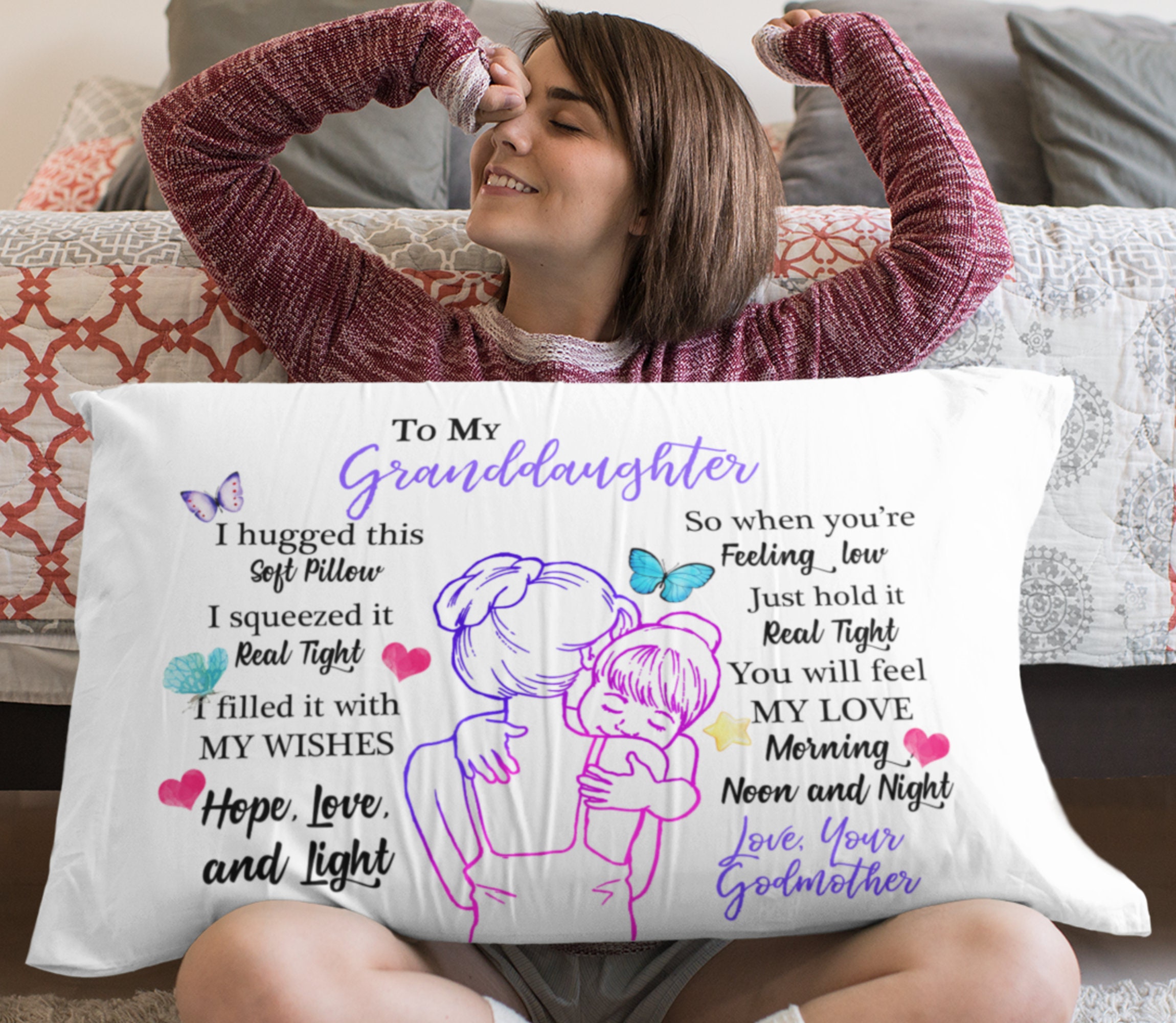 To My Granddaughter Pillowcase Gift From Godmother Grandchild Etsy