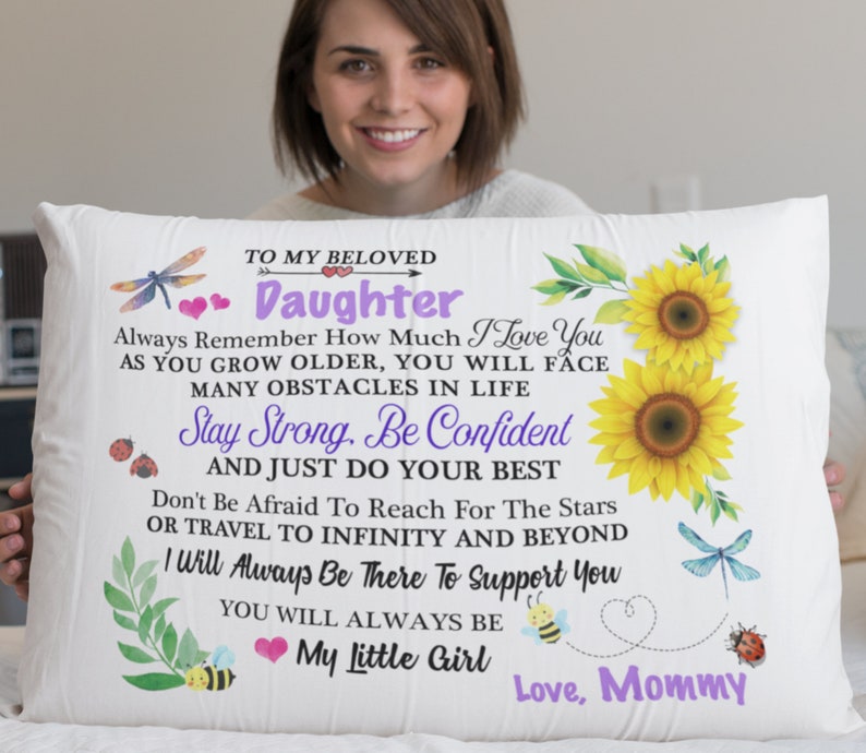 To My Daughter Pillowcase Gift From Mom Mommy Mother Birthday Etsy