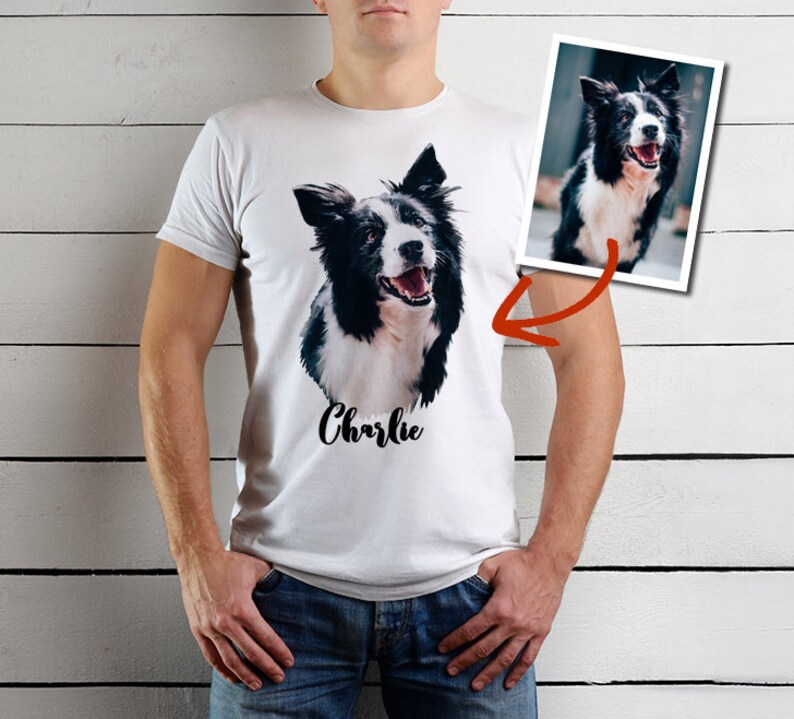 Custom Art Pet Portrait Shirt Personalized Gift Photo Clothing Etsy
