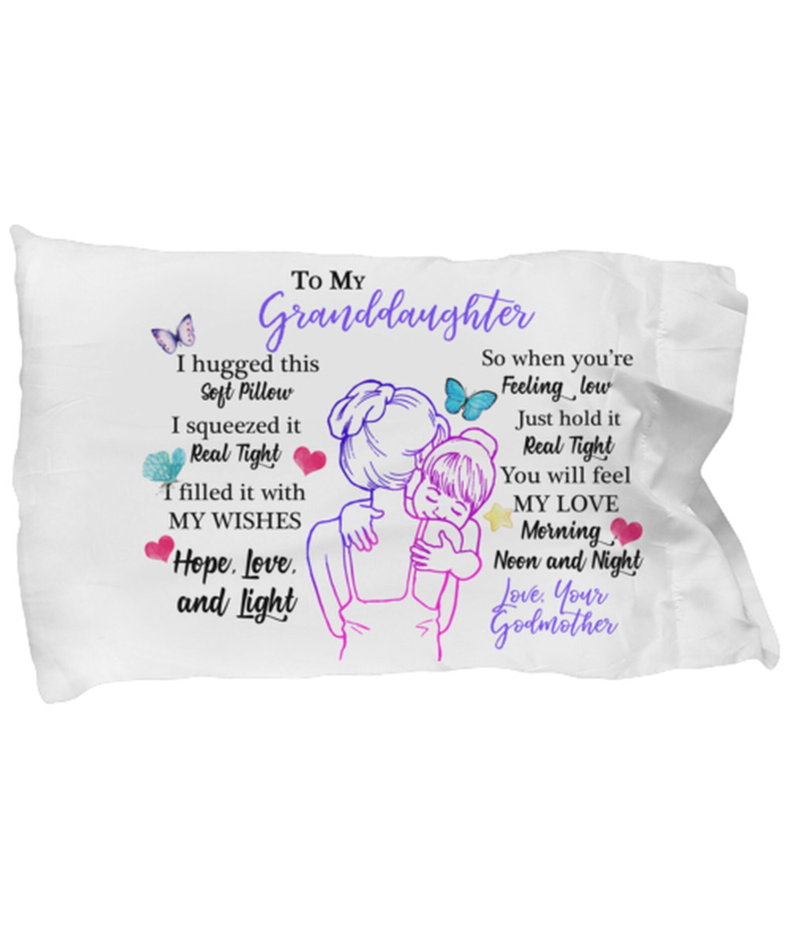 To My Granddaughter Pillowcase Gift From Godmother Grandchild Etsy