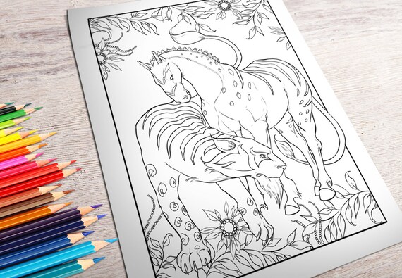 Download Fantasy Animals Adult Coloring Book Digital Download Pdf Pages Etsy