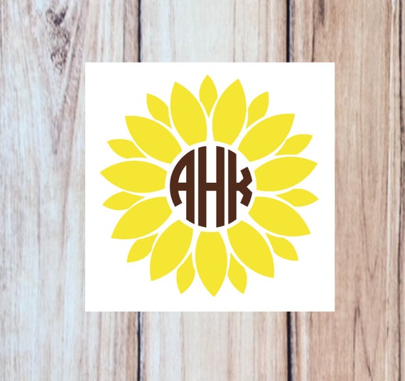 monogrammed sunflower decal personalized with your initials.