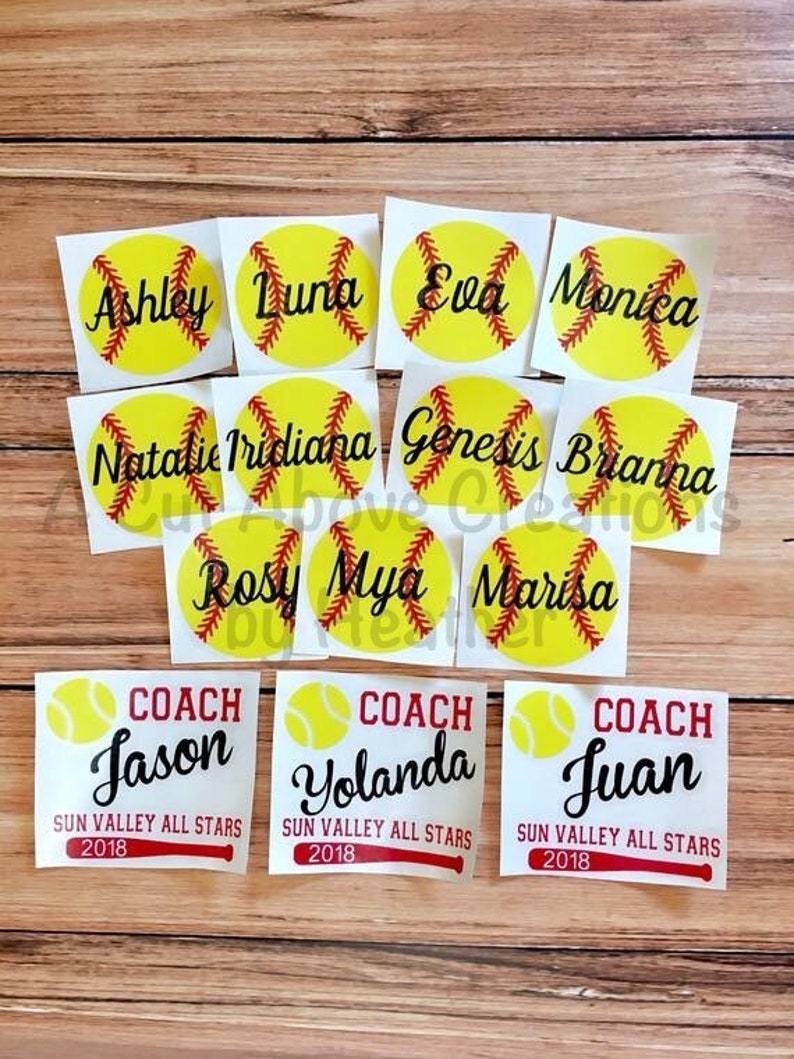 Softball Name Vinyl Decal Cup Decal Tumbler Water Bottle Etsy