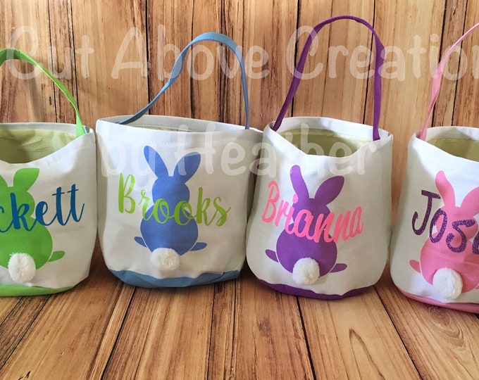 Personalized Easter Bunny Basket With Name Easter Bucket Etsy