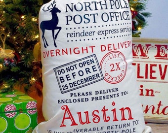 EXTRA LARGE Personalized Santa Sacks, 20"x30", Reindeer santa sack, Xmas, holidays, gifts, toys, custom gift bag