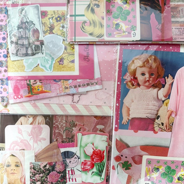 Vintage Ephemera for Junk Journals - Pink Collage Fodder