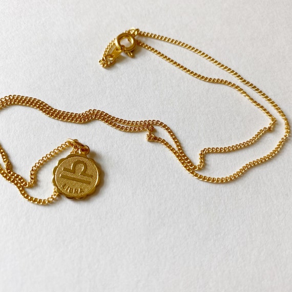Tiny Vintage Libra Zodiac Necklace - image 3