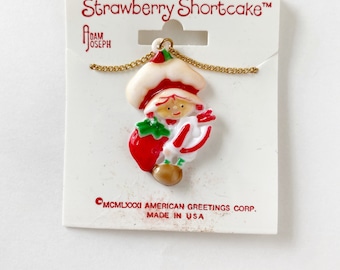Vintage Strawberry Shortcake Necklace - Deadstock - Carded