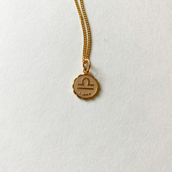 Tiny Vintage Libra Zodiac Necklace - image 2