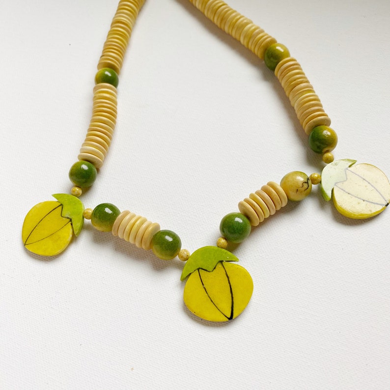 Retro Wooden Yellow Fruit Necklace