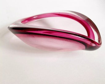 Vintage Pink Mid Century Murano Glass Ashtray - MCM Italian bowl