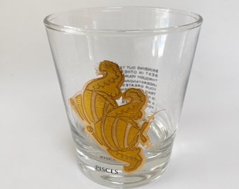 Vintage Pisces Horoscope Cocktail Glass