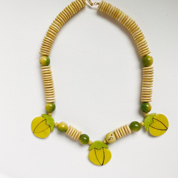 Retro Wooden Yellow Fruit Necklace