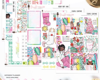 Colorful Christmas - Weekly Sticker Kit, ECLP Sticker Kit, Happy Planner Sticker Kit | Diverse Options Offered