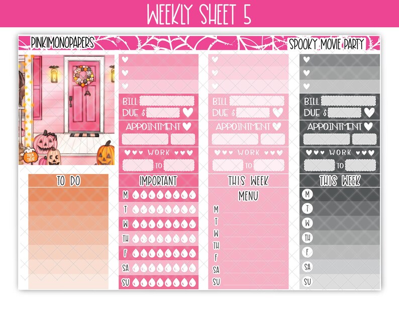 Weekly Sticker Kit - Spooky Movie Party - ECLP Sticker Kit, Happy ...