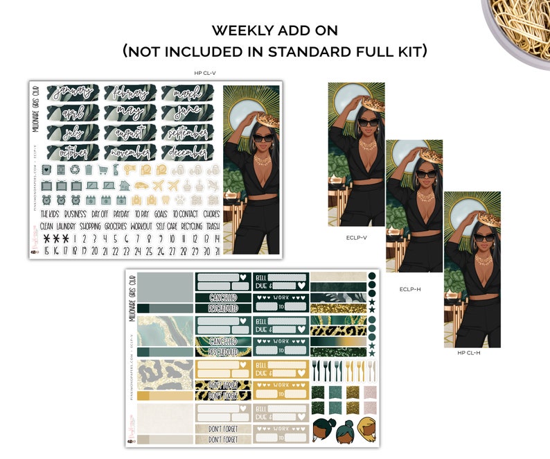 Millionaire Girls Club Weekly Sticker Kit, ECLP Sticker Kit, Happy Planner Sticker Kit Glam Kit Diverse Options Offered image 5