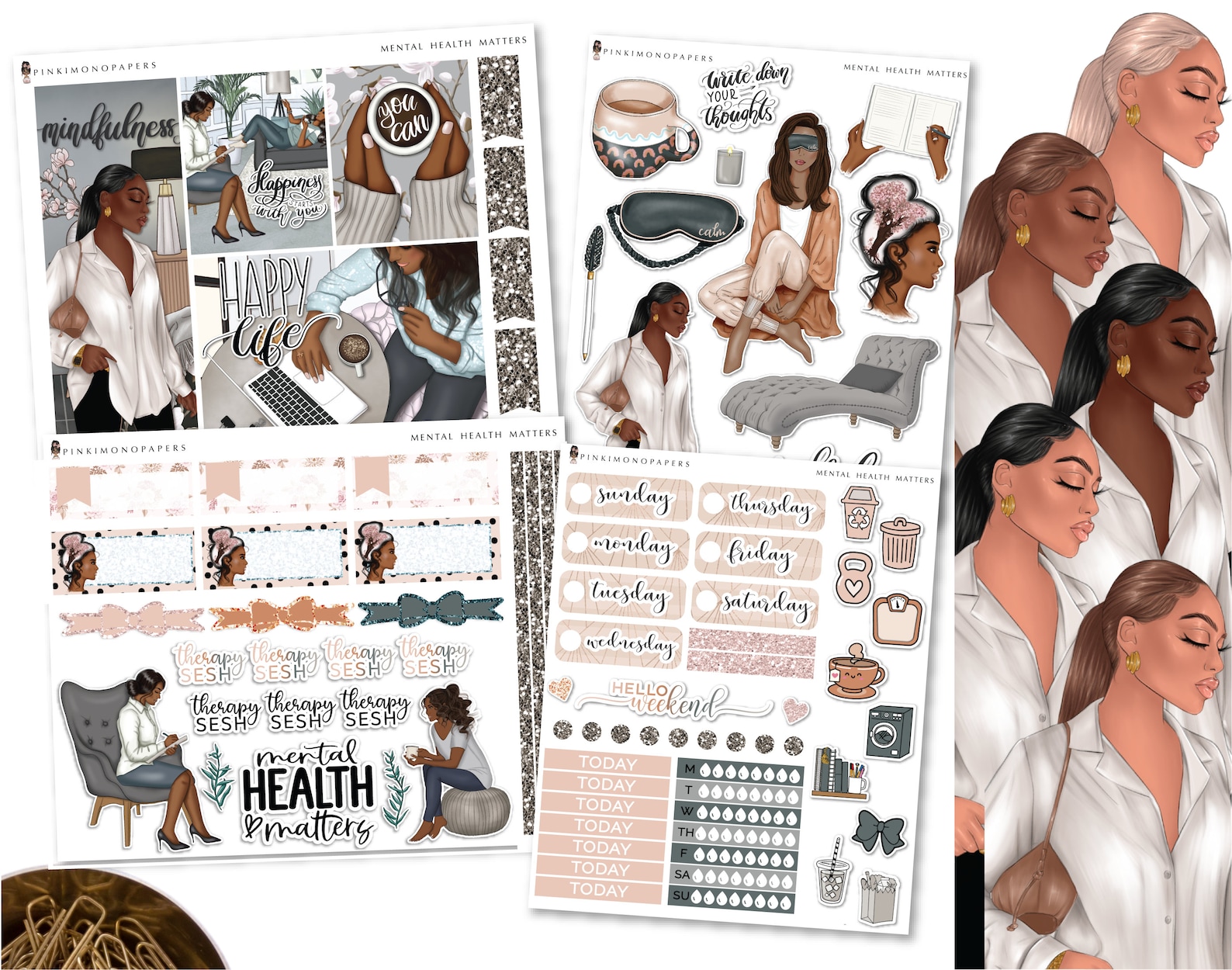 Mental Health Matters - Planner Sticker Kit | Diverse Options Offered ...