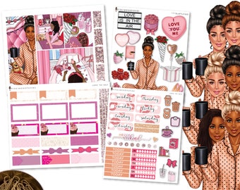 Love Yo Self - Planner Sticker Kit | Diverse Options Offered | Valentine's Day Stickers