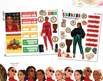 Happy Kwanzaa - Planner Sticker Kit | Diverse Options Offered | Holiday Stickers