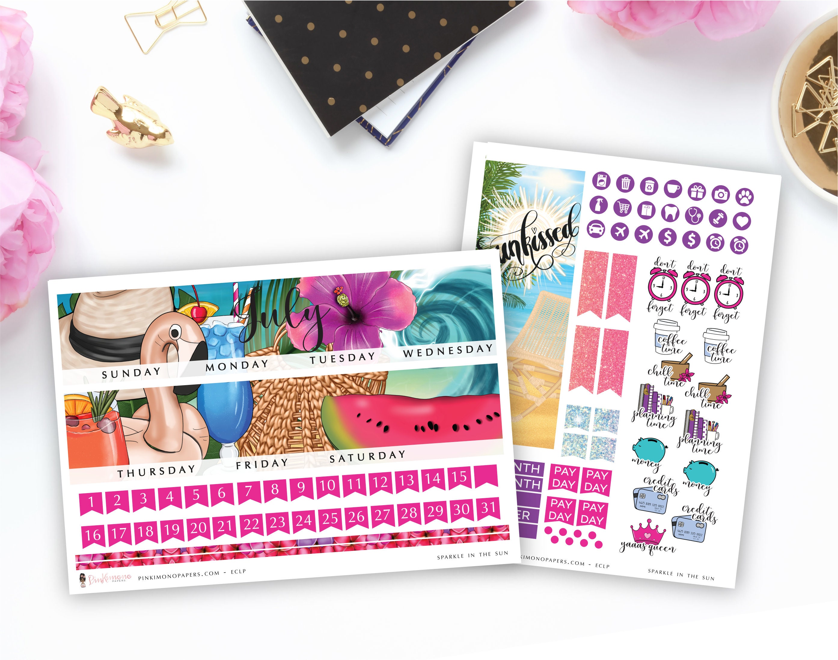12 MONTHLY KITS Printable Planner Stickers Collection, Erin Condren Kits,  Printable Sticker Bundle , Print and Cut Files, Erin Condren 